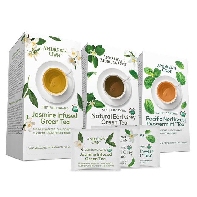 Tea - Variety Kit - Jasmine Green Tea, Earl Grey Green Tea & Peppermint Tea