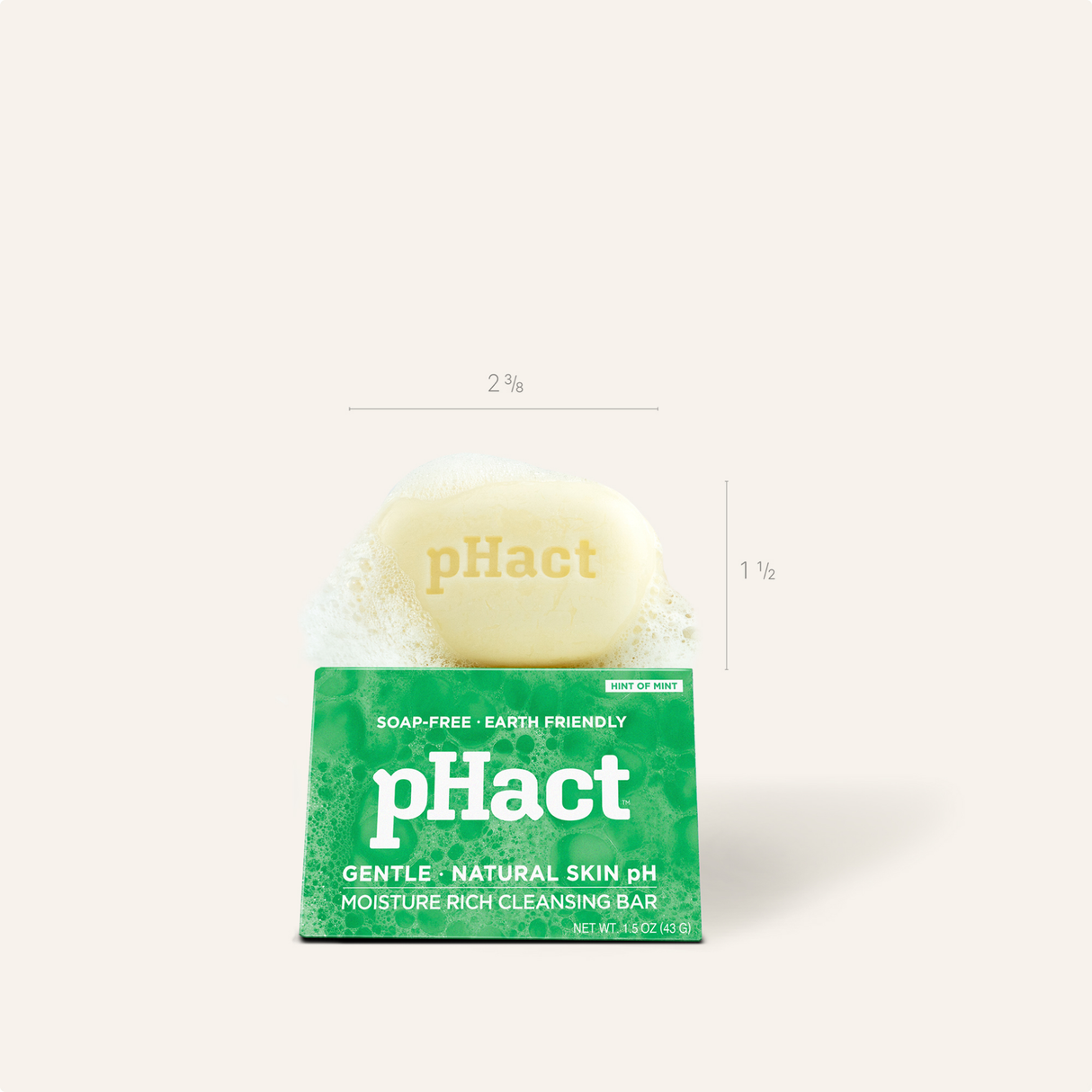 pHact™ Moisture-Rich, Soap-Free Cleansing Bar, Small Travel Size - Hint of Mint